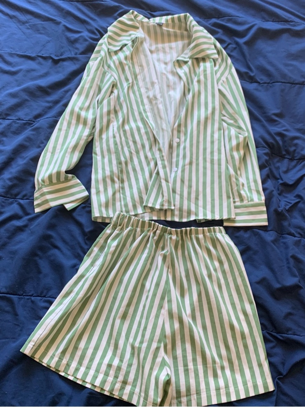 SHEIN Green & White Striped Resort Set
